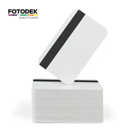 FOTODEK® Plain White PVC Cards with Hi-Co 4000 OE Magnetic Stripe (Pack of 100)