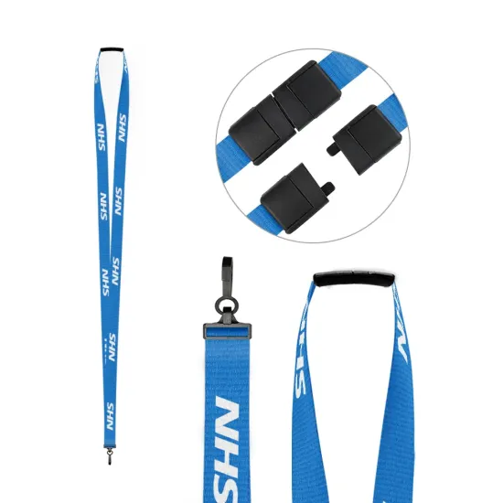 Blue 15mm Pre-Printed NHS Lanyards with Black Plastic Clip (Pack of 100)