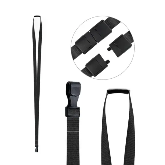 Black 10mm Economy RPET Lanyards with Plastic Clip (Pack of 25)