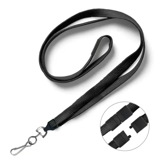 Black 10mm Polyester Lanyards with Metal Dog Clip (Pack of 25)