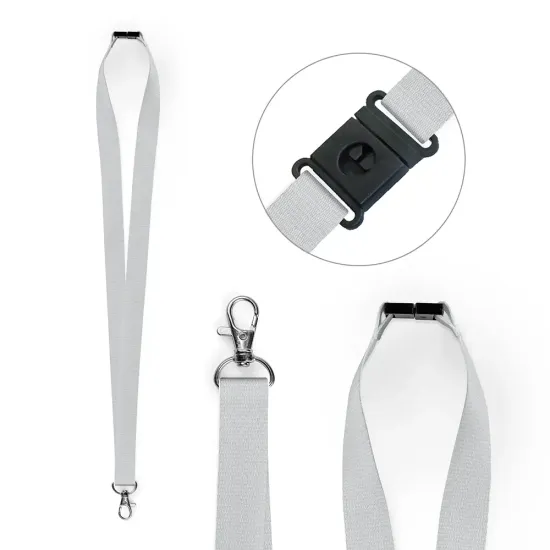 Grey 20mm Polyester Lanyards with Metal Trigger Clip (Pack of 25)