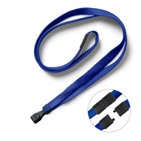 Royal Blue 10mm Tubular Polyester Lanyards with Plastic Clip (Pack of 25)