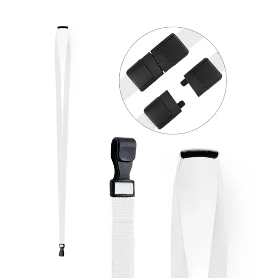 White 10mm Economy RPET Lanyards with Plastic Clip (Pack of 25)