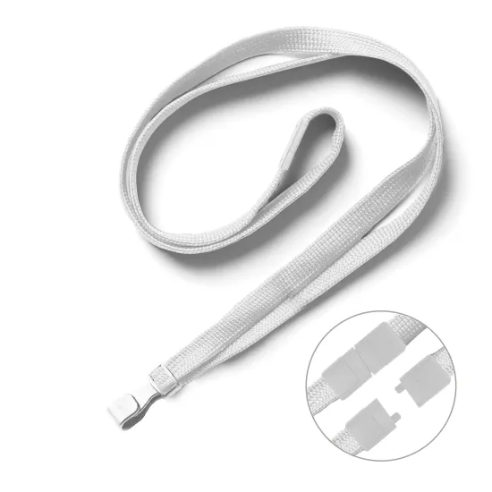 White 10mm Tubular Polyester Lanyards with Plastic Clip (Pack of 25)