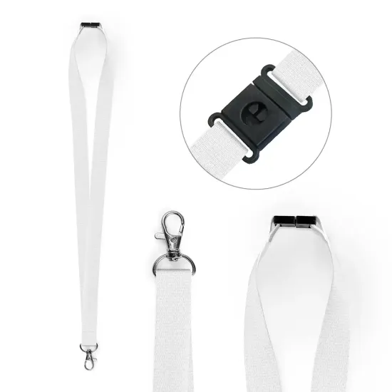 White 20mm Polyester Lanyards with Metal Trigger Clip (Pack of 25)