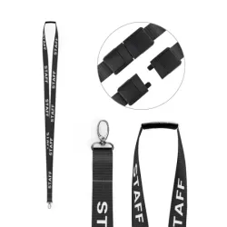 Black 15mm Pre-Printed STAFF Lanyards with Metal Lobster Clip (Pack of 100)