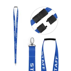 Blue 15mm Pre-Printed STAFF Lanyards with Metal Lobster Clip (Pack of 100)