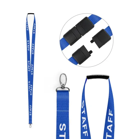 Blue 15mm Pre-Printed STAFF Lanyards with Metal Lobster Clip (Pack of 100)