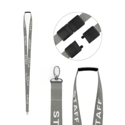 Grey 15mm Pre-Printed STAFF Lanyards with Metal Lobster Clip (Pack of 100)