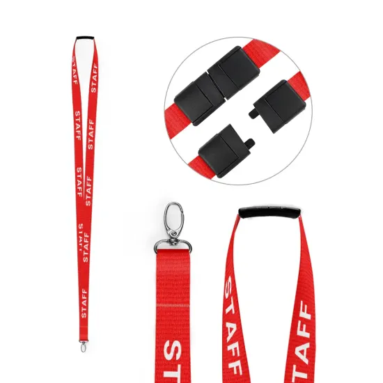 Red 15mm Pre-Printed STAFF Lanyards with Metal Lobster Clip (Pack of 100)