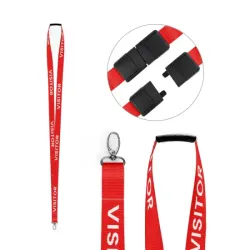 Red 15mm Pre-Printed VISITOR Lanyards with Metal Lobster Clip (Pack of 100)