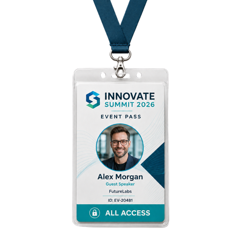 A custom printed event ID badge.