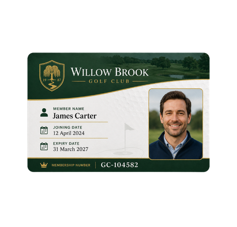 Example of a membership ID card printing order