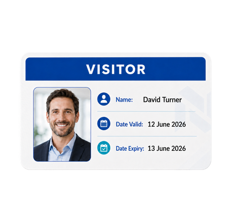 Example of a visitor ID badge